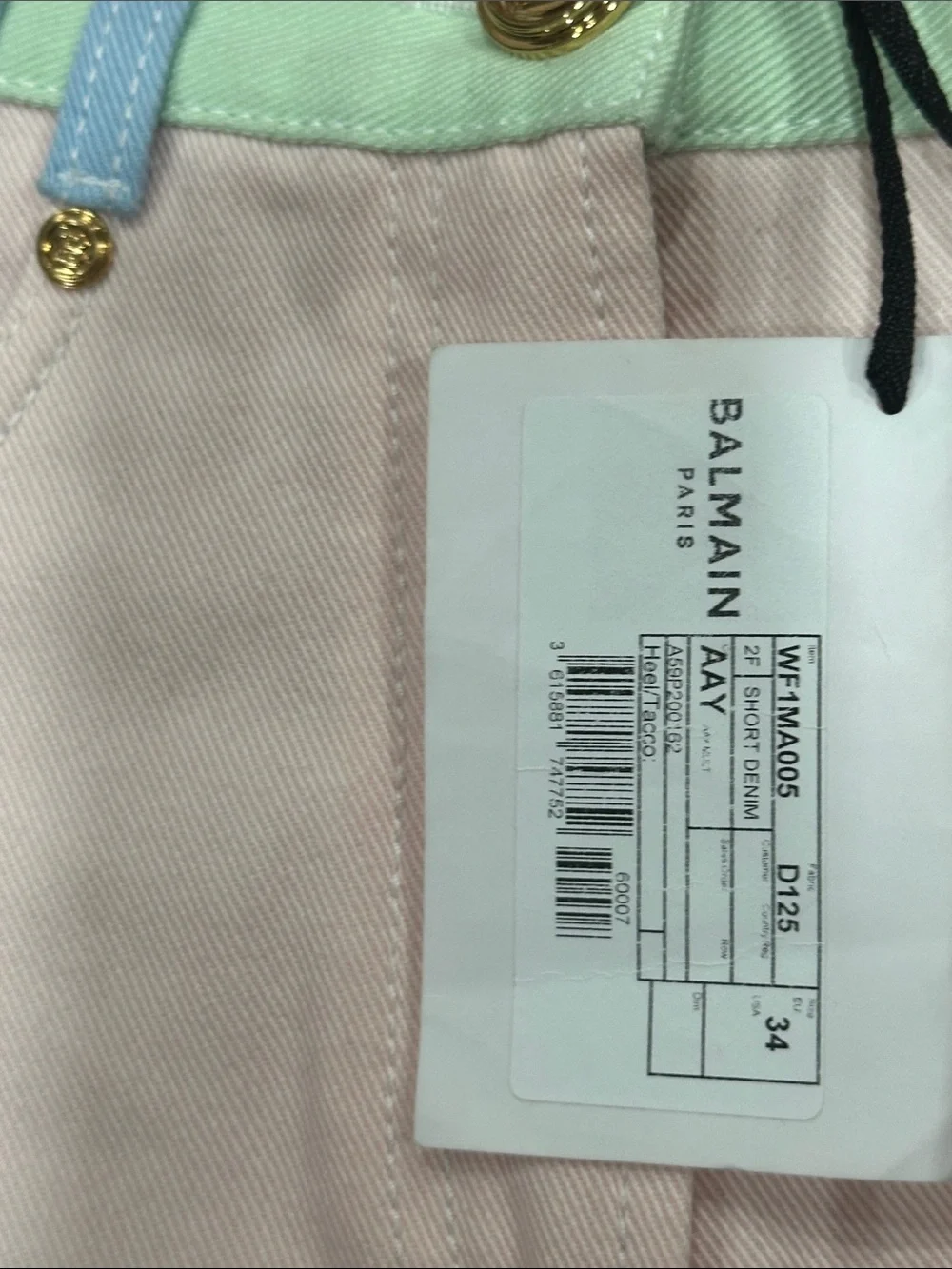 Balmain Pastel Colorblock High-Rise Jean Shorts - Pink, Mint & Light Blue